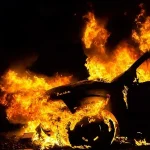 Ночью в центре Петропавловска сгорел автомобиль