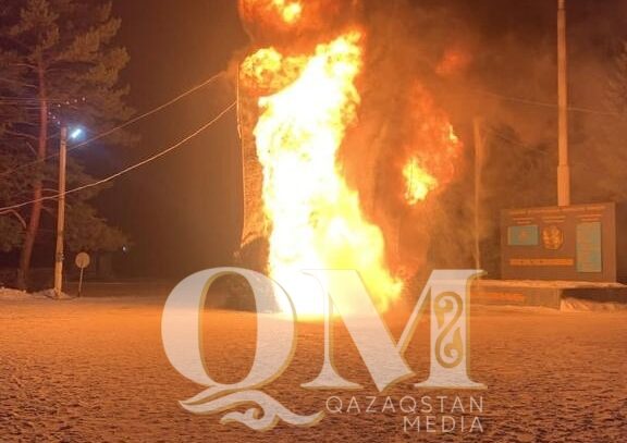 Новогодняя ёлка сгорела в райцентре СКО