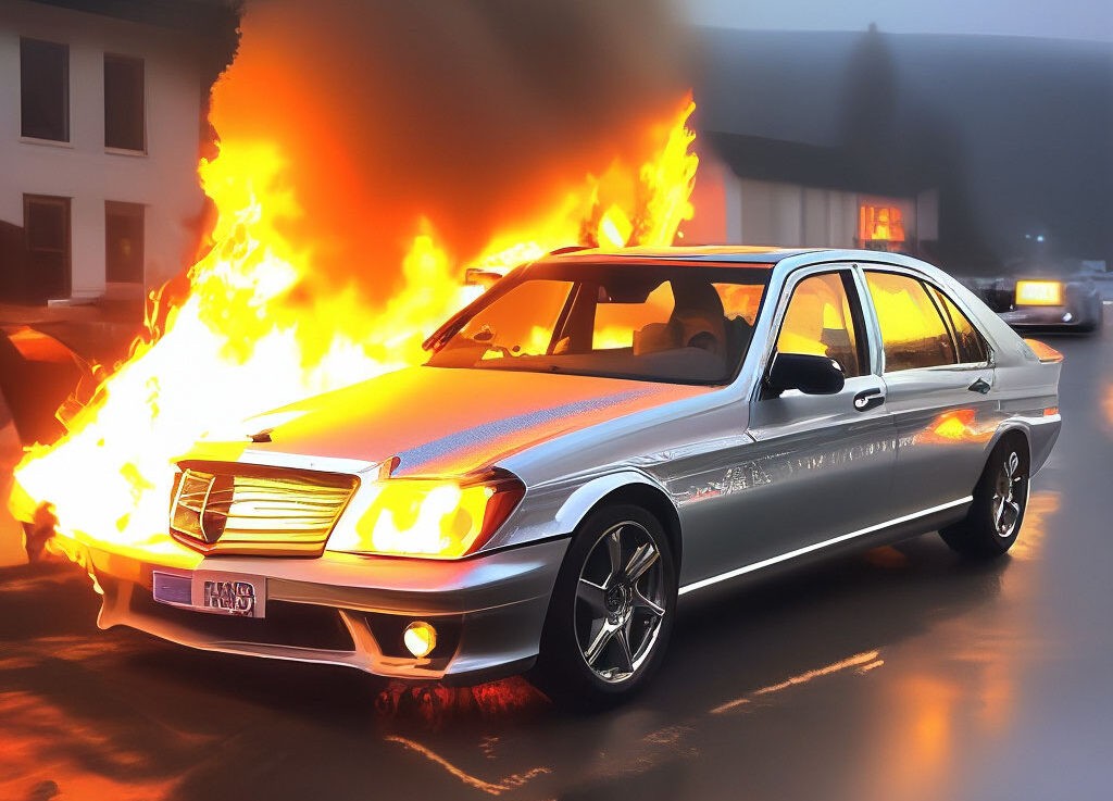 Неизвестные подожгли Mercedes-Benz в Петропавловске