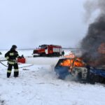 Автомобиль в кювете, горящая машина и утечка химикатов. Кого пришлось спасать ДЧС СКО?