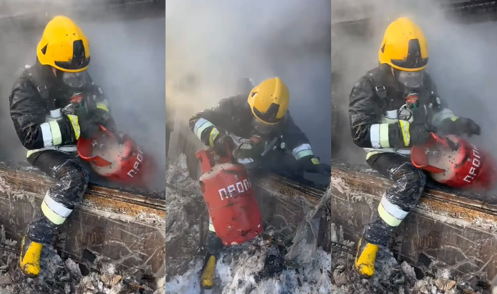 Газовый баллон вынесли спасатели из горящего дома в г. Булаево СКО