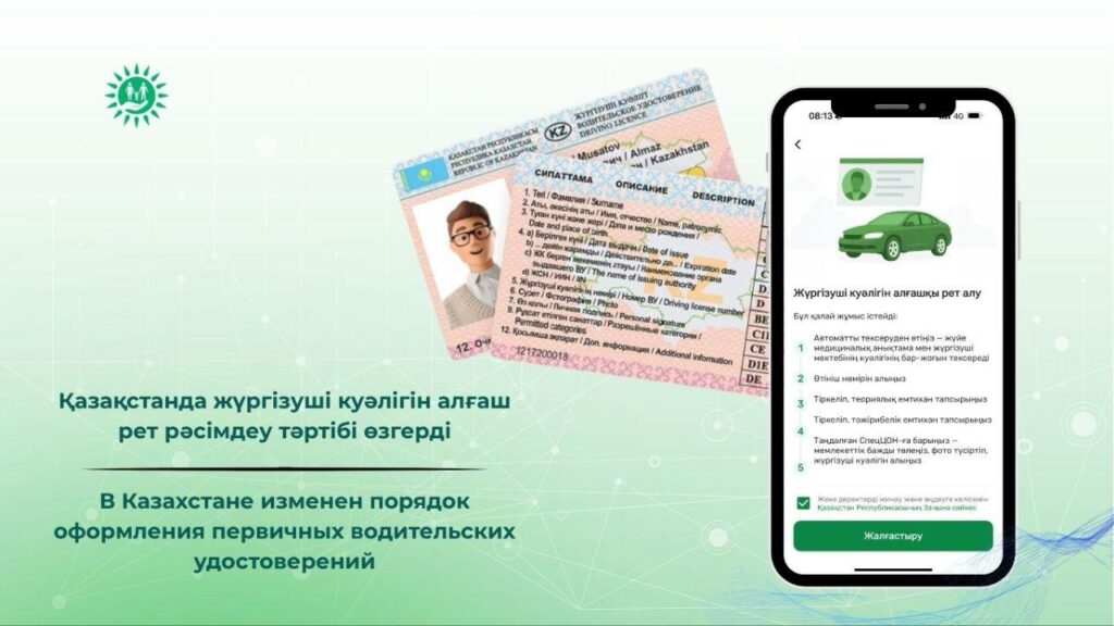 В Казахстане изменен порядок получения первичных водительских удостоверений