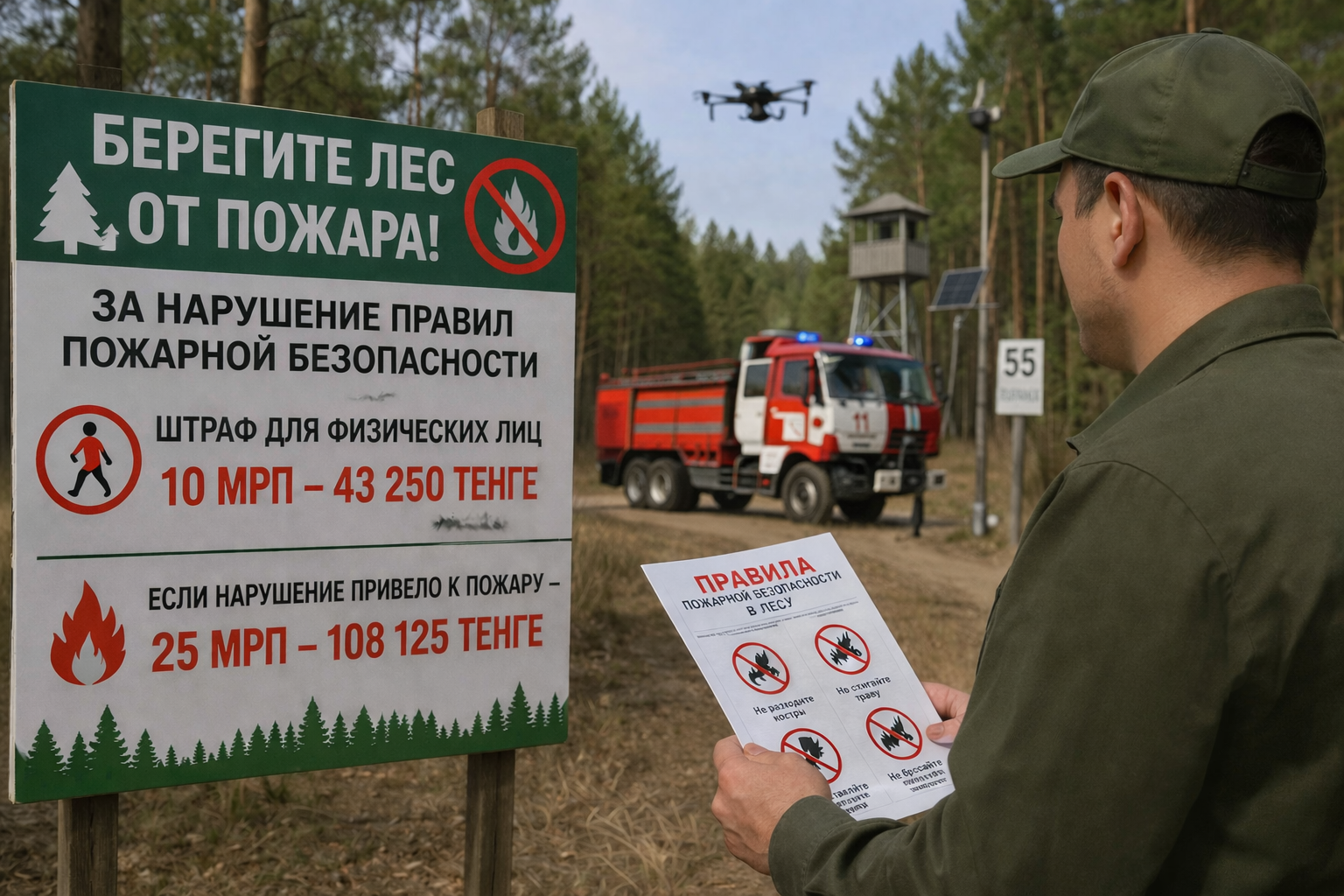 Много или мало? Около 110 тысяч тенге штрафа грозит виновникам лесных пожаров