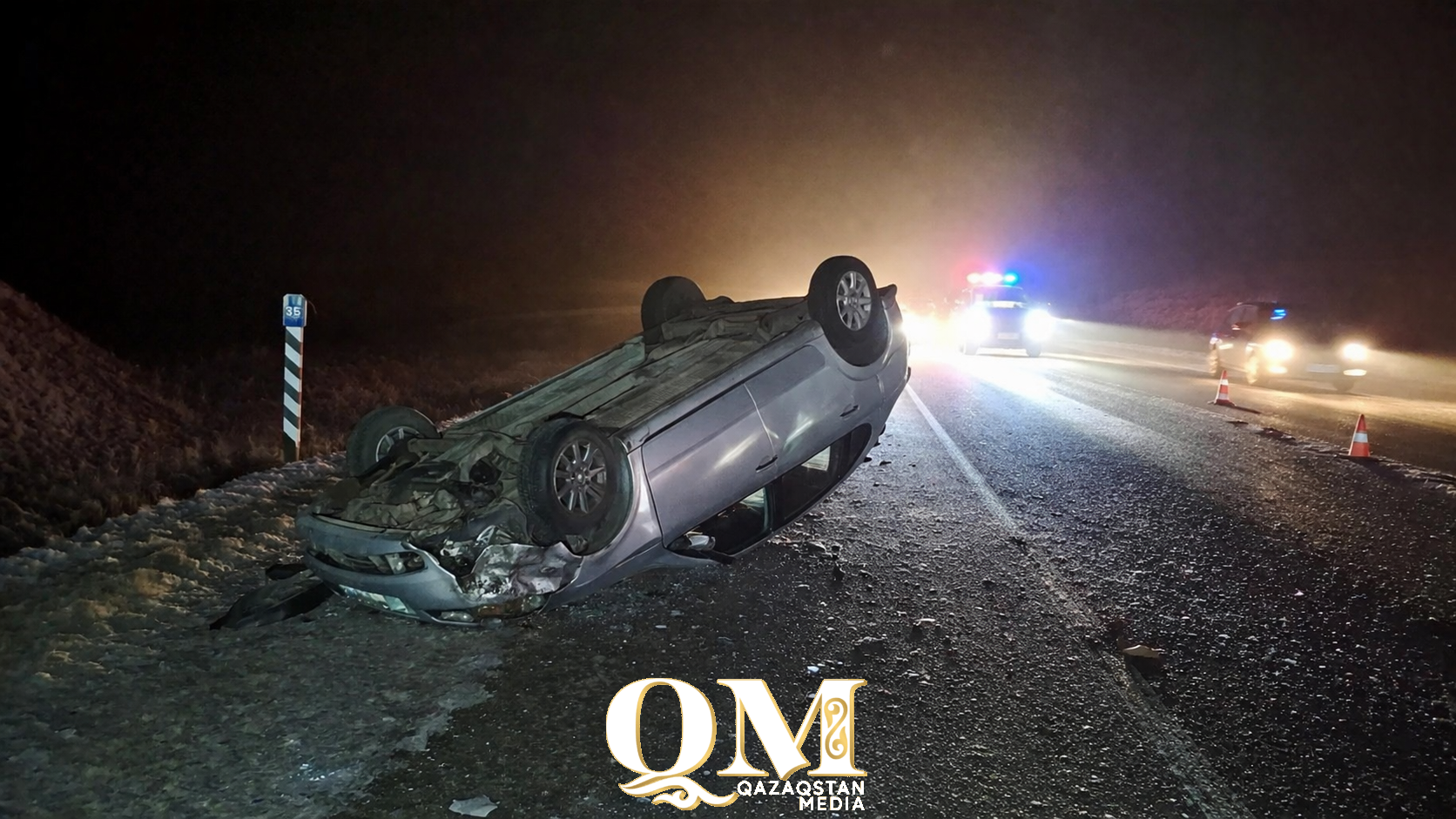 Не справился с управлением: машина перевернулась на трассе Астана – Петропавловск