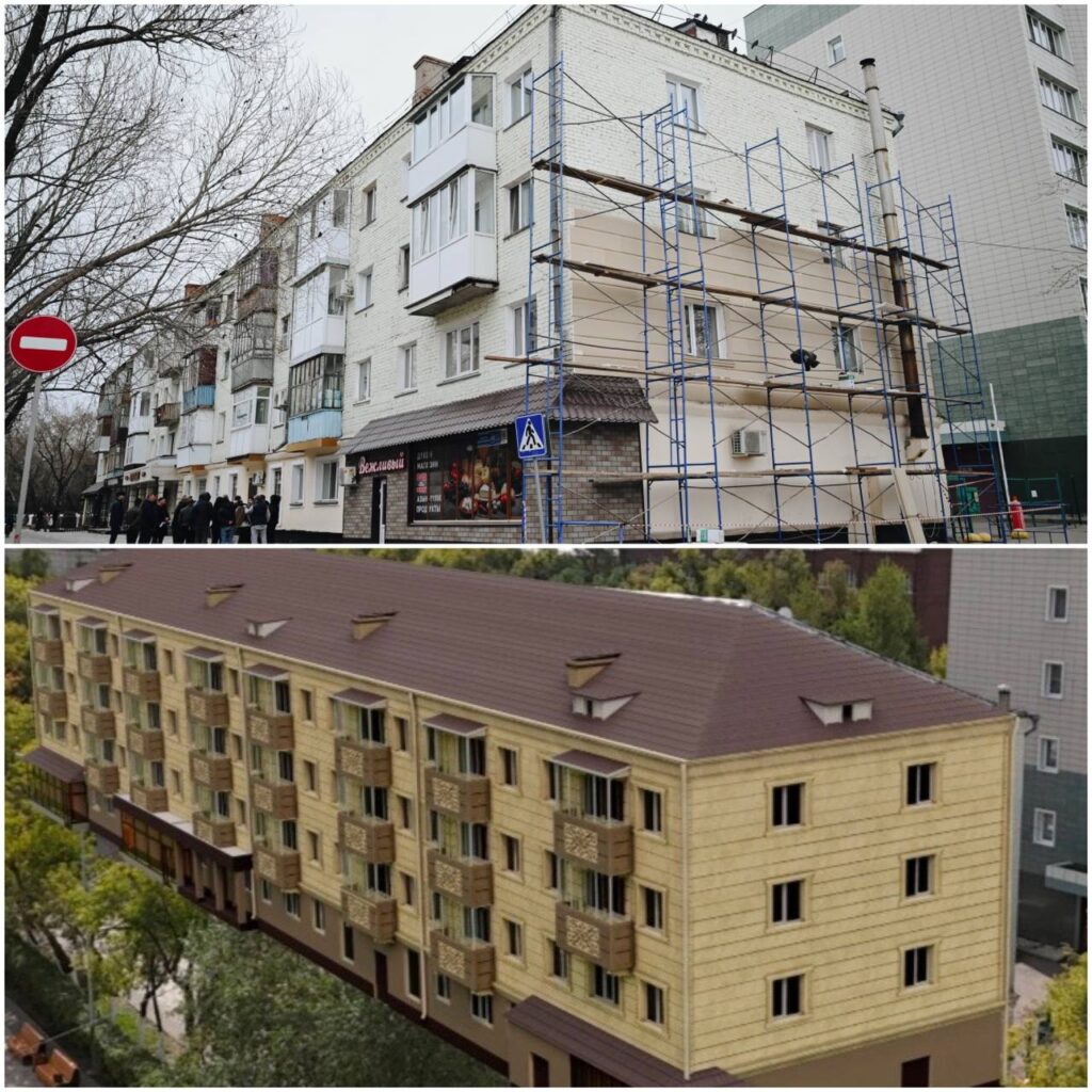 В едином стиле делают фасады домов по улице Конституции в Петропавловске