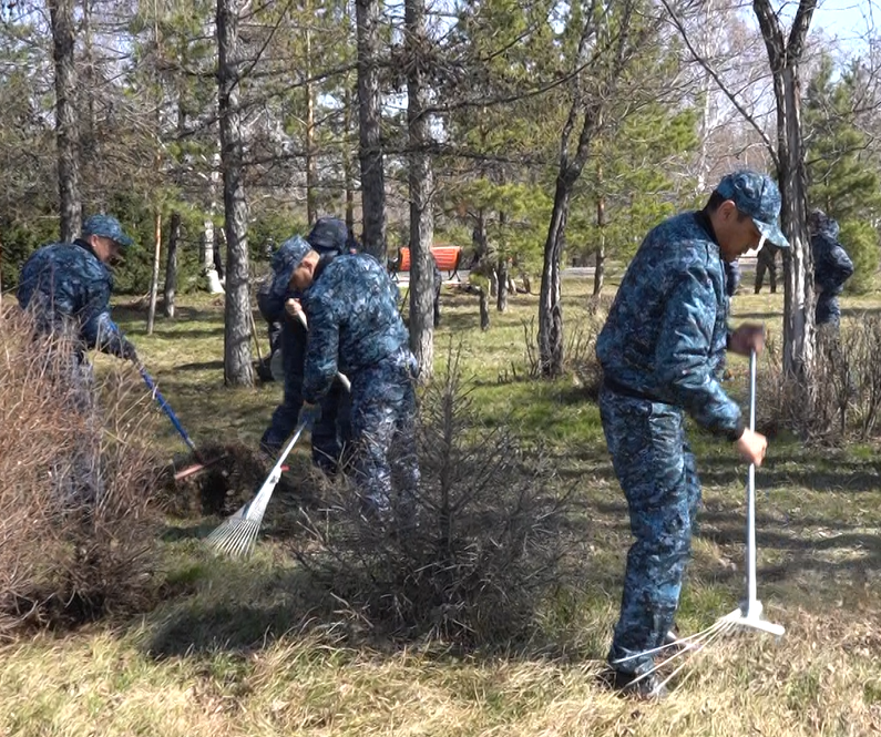 Петропавлда полицейлер Жеңіс саябағын қоқыстан тазалады