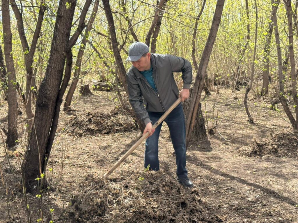 Масштабный субботник прошел в селе Кишкенеколь Уалихановского района СКО