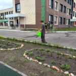 Петропавлдағы №29 мектепте оқушылар тазалық шараларын жүргізуде