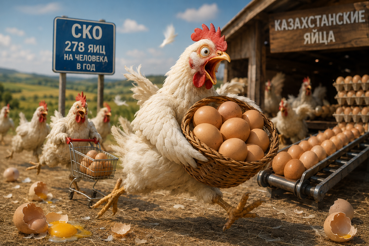 Казахстанцы несутся за яйцами - на каждого жителя СКО приходится 278 штук в год
