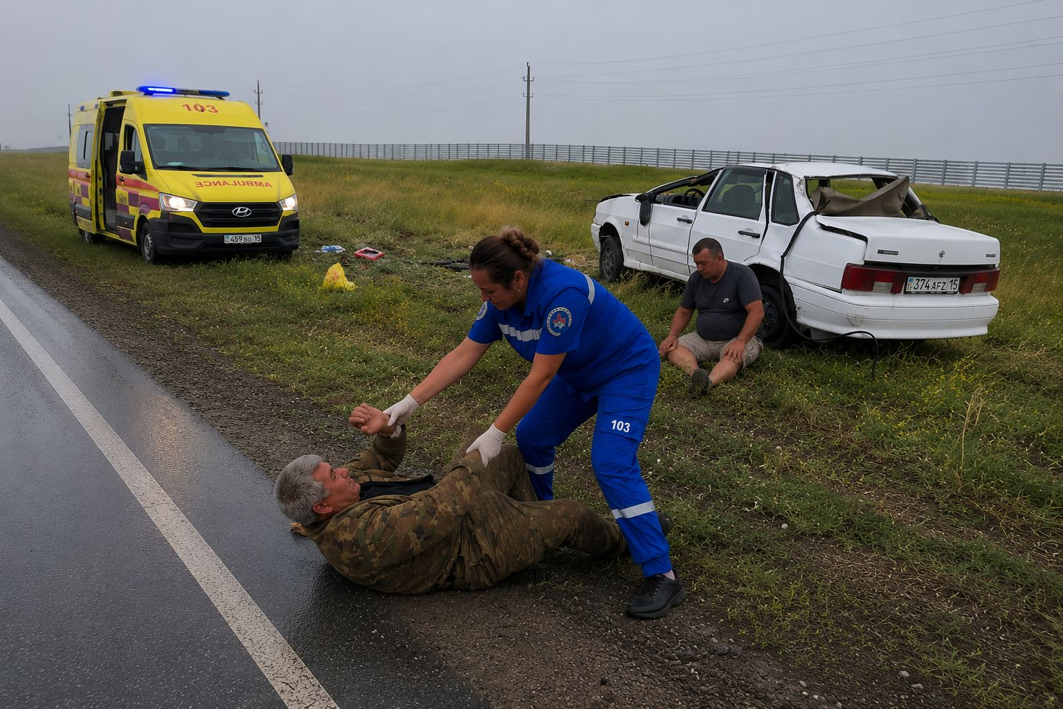 После ДТП пьяный пассажир избил фельдшера скорой помощи в СКО