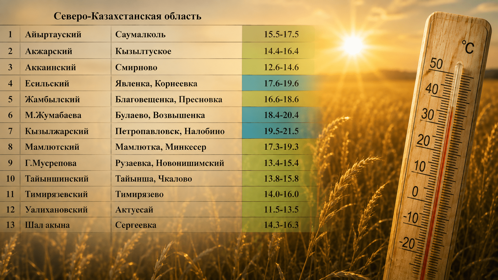 Свыше 20 ц/га – в каких районах СКО ждут высокий урожай пшеницы?