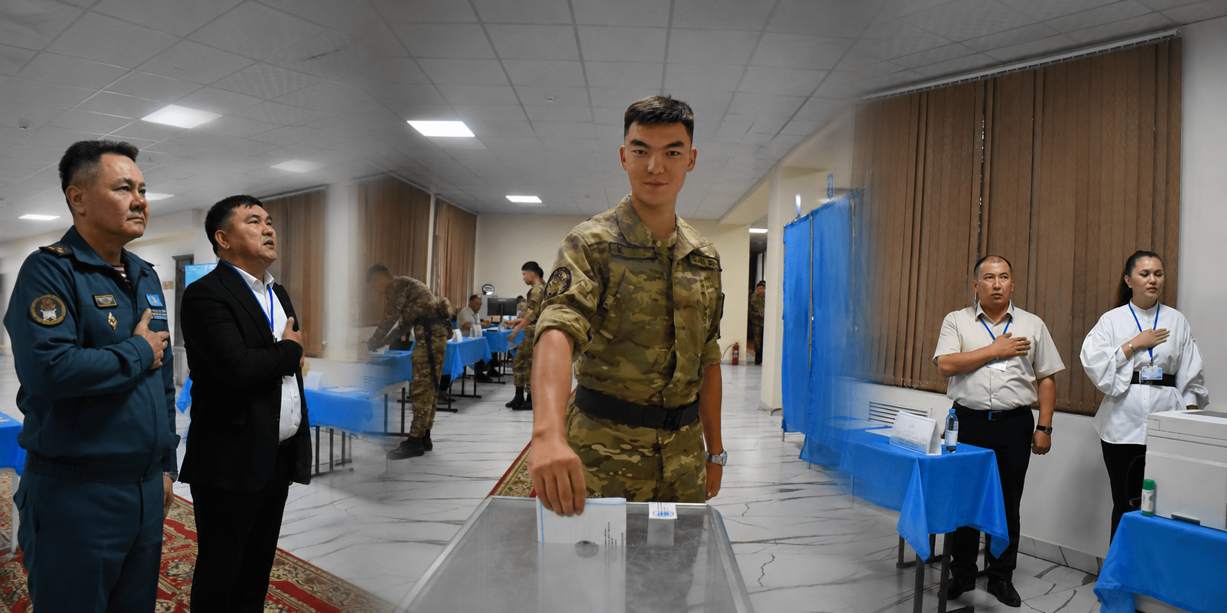 Двойной праздник - курсанты Академии Нацгвардии встретили день рождения на избирательном участке