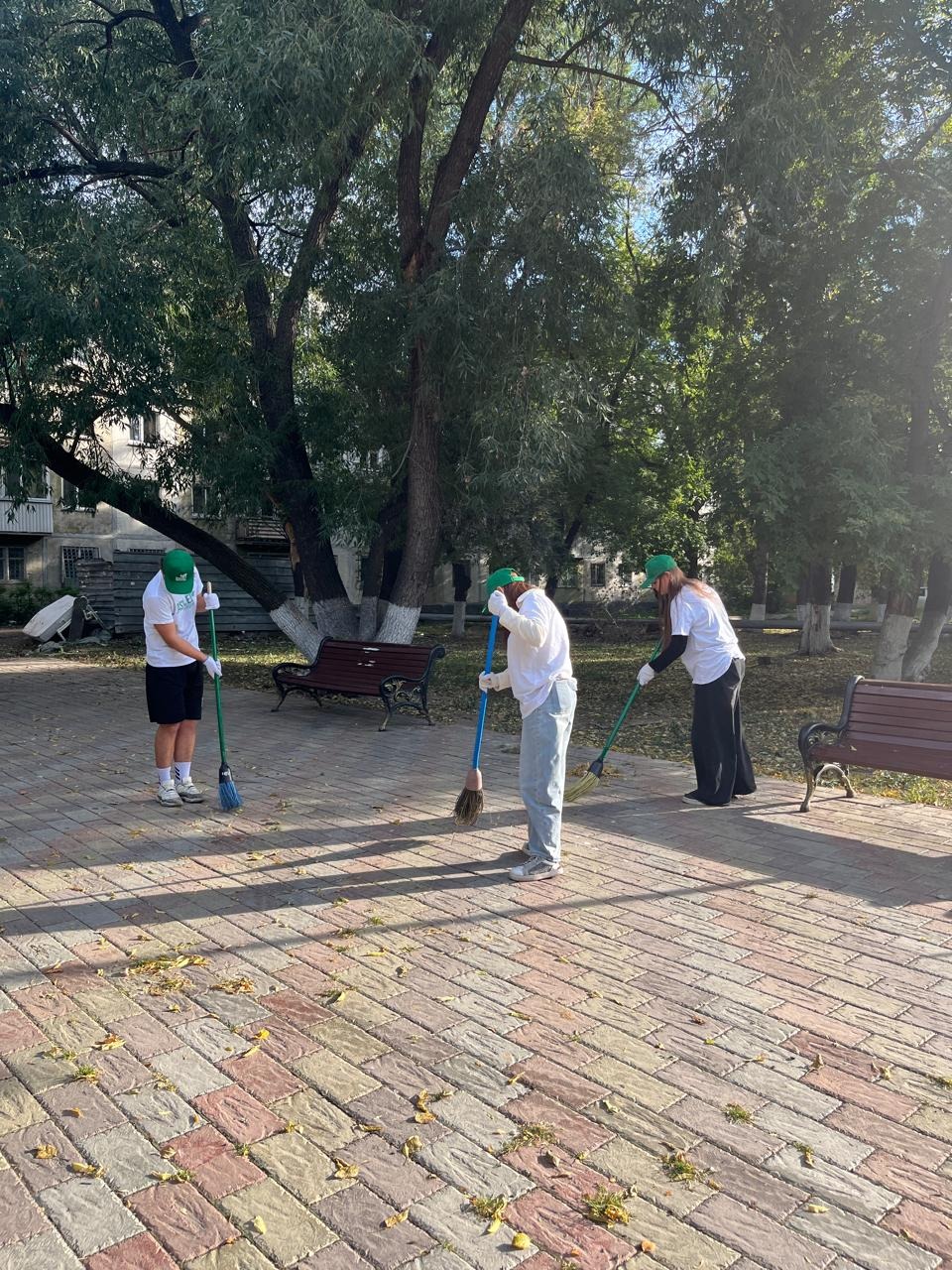 СҚО жастары адам көп жүретін саябақты күл-қоқыстан тазартты
