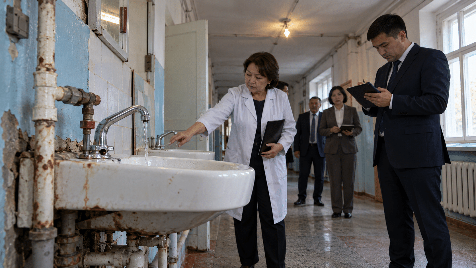 Проблемы с горячей водой, сантехникой и освещением нашли в 83 % проверенных объектах образования СКО