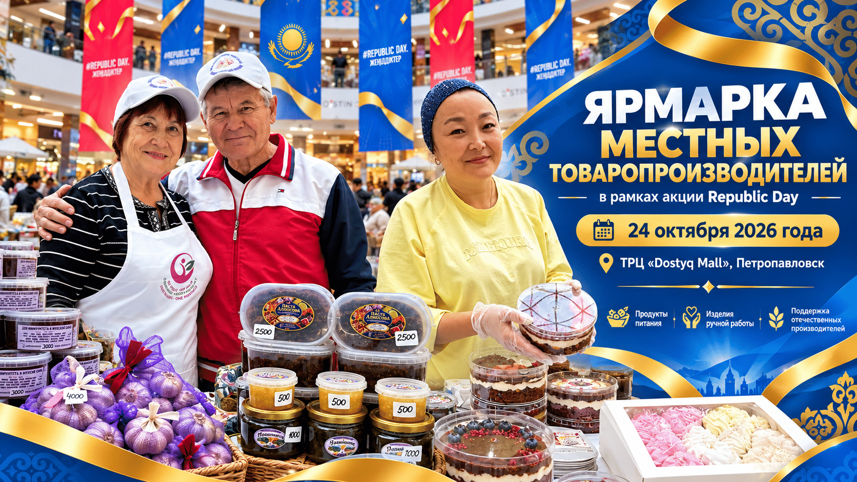 Продукцией из чеснока и популярными трайфлами удивили североказахстанские производители на ярмарке в Петропавловске